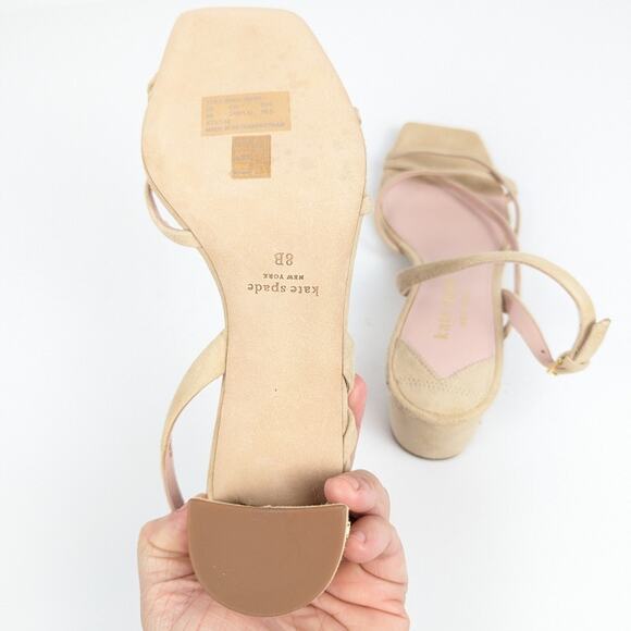 Kate Spade New York Renee Suede Block Heel Strappy Slingback Sandals Size 8 - Picture 7 of 11